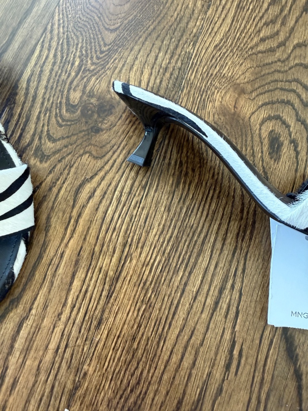 Mango Zebra Print leather Kitten Heel Sandal NWT - Picture 5 of 6